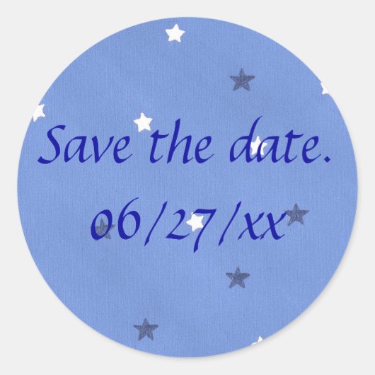 Blaue und weiße Sterne Save the Date Aufkleber (Vorderseite)
