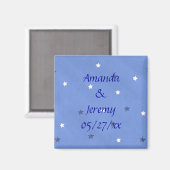 Blaue und weiße Sterne Speichern Sie das Datum Mag Magnet (Vorderseite/Rückseite)