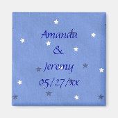 Blaue und weiße Sterne Speichern Sie das Datum Mag Magnet (Vorne)