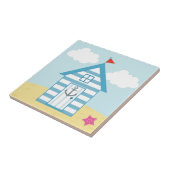 Blaue und weiße Strandhütte Fliese (Seite)