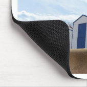 Blaue und weiße Strandhütten Mousepad (Ecke)