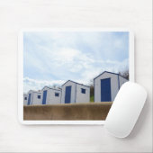 Blaue und weiße Strandhütten Mousepad (Mit Mouse)