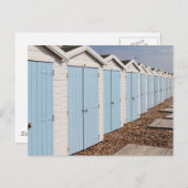 Blaue und weiße Strandhütten Postkarte (Vorne/Hinten)