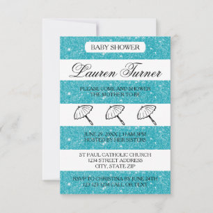 Blaue und weiße Streifen - 3x5 Baby Shower Einladu Einladung