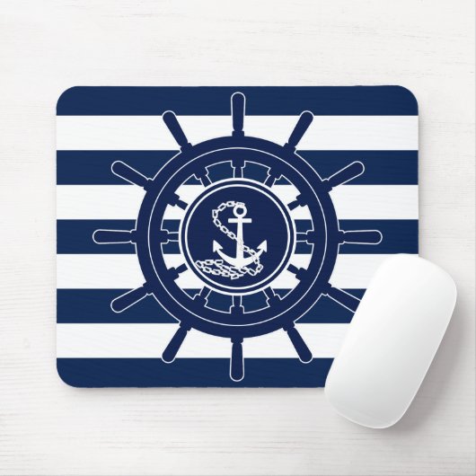 Blaue und weiße Streifen, Ankerzeichen des Schiffe Mousepad (Mit Mouse)