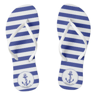 Blaue und weiße Streifen Badesandalen