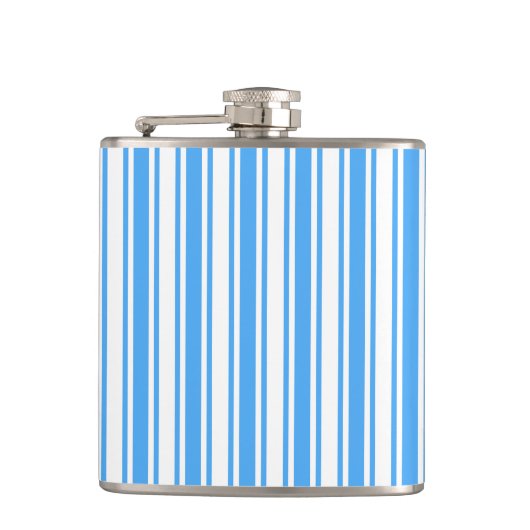 Blaue und weiße Streifen Flachmann (Vorderseite)