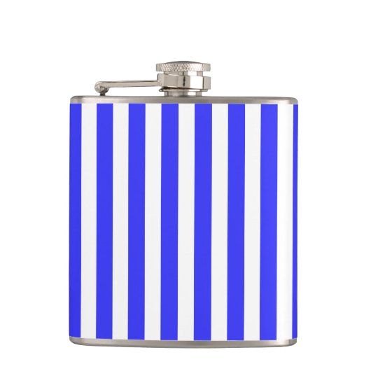 Blaue und weiße Streifen Flachmann (Vorderseite)