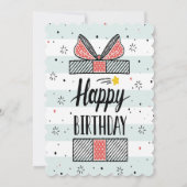 Blaue und weiße Streifen Geburtstagskarte Einladung (Rückseite)