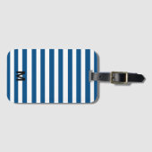 Blaue und weiße Streifen Gepäckanhänger (Vorderseite (Horizontal))