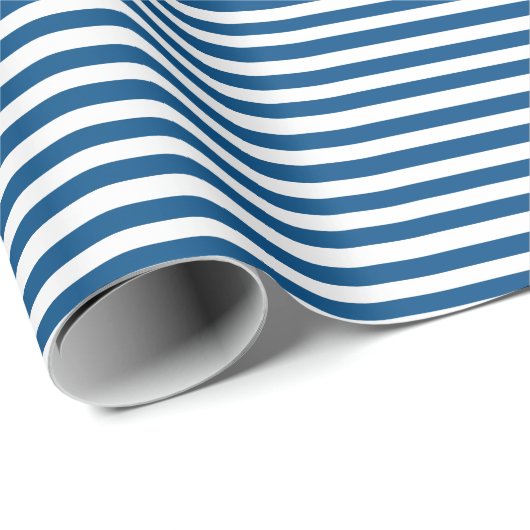 Blaue und weiße Streifen Geschenkpapier (Rolleneckpunkt)