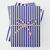 Blaue und weiße Streifen Geschenkpapier Set (Beispiel)