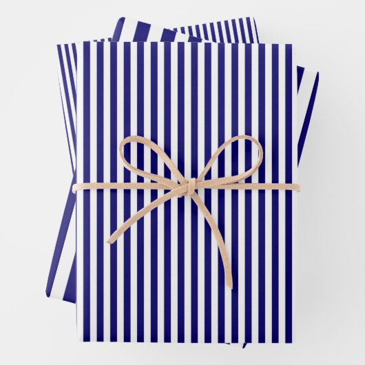 Blaue und weiße Streifen Geschenkpapier Set (Beispiel)