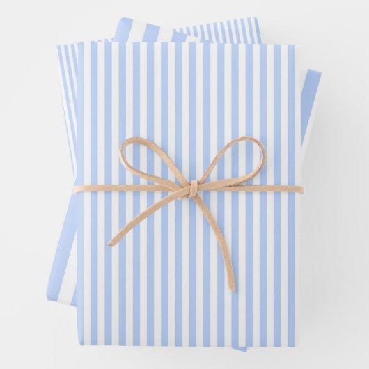 Blaue und weiße Streifen Geschenkpapier Set (Beispiel)