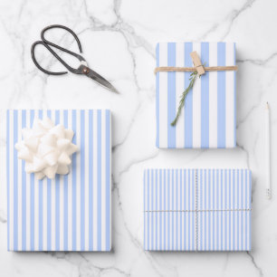 Blaue und weiße Streifen Geschenkpapier Set