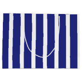 Blaue und weiße Streifen Große Geschenktüte (Rückseite)