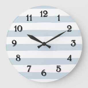 Blaue und weiße Streifen Große Wanduhr