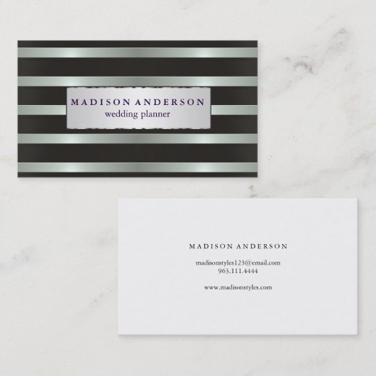 Blaue und weiße Streifen in Gold Business Ca Visitenkarte (Vorne/Hinten)