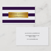 Blaue und weiße Streifen in Gold Visitenkarte (Vorne/Hinten)