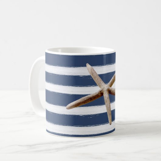 Blaue und weiße Streifen Kaffeetasse (Vorderseite Links)