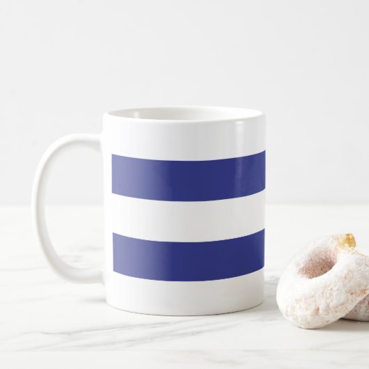 Blaue und weiße Streifen Kaffeetasse (Mit Donut)
