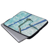 Blaue und weiße Streifen Laptopschutzhülle (Vorne Knopf)