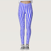 Blaue und weiße Streifen Leggings (Vorderseite)