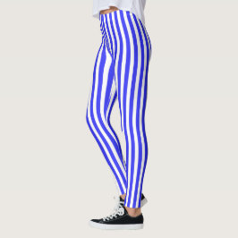 Blaue und weiße Streifen Leggings