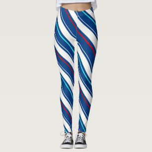 Blaue und weiße Streifen Leggings