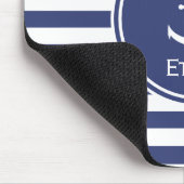 Blaue und weiße Streifen mit Anker Mousepad (Ecke)