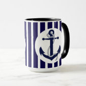 Blaue und weiße Streifen mit Anker Tasse (VorderseiteRechts)