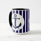 Blaue und weiße Streifen mit Anker Tasse (Vorderseite Links)