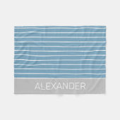Blaue und weiße Streifen mit grauem Personalisiert Fleecedecke (Vorderseite (Horizontal))