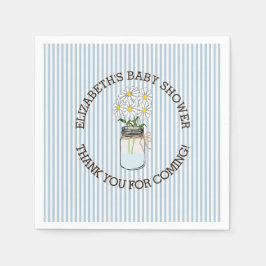 Blaue und weiße Streifen mit Mason Jar Baby Dusche Serviette