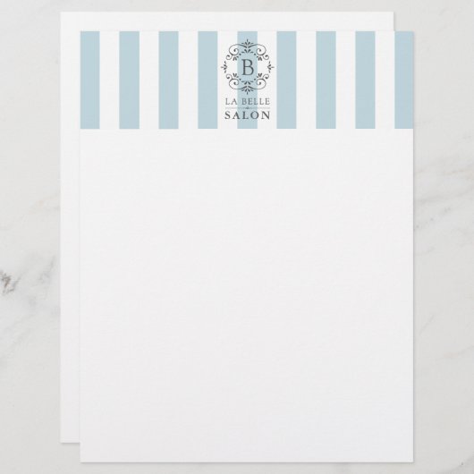 Blaue und weiße Streifen mit Monogramm (Vorne/Hinten)