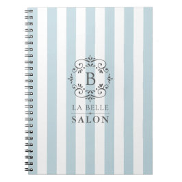 Blaue und weiße Streifen mit Monogramm Notizblock
