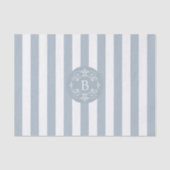 Blaue und weiße Streifen mit Monogramm Seidenpapier (Vorderseite)