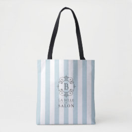 Blaue und weiße Streifen mit Monogramm Tasche