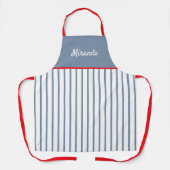 Blaue und weiße Streifen mit Personalisiertem Rot- Schürze (Vorderseite)