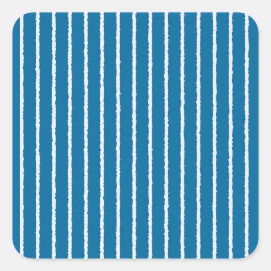 Blaue und weiße Streifen mit ungefärbten Linien Quadratischer Aufkleber (Vorderseite)