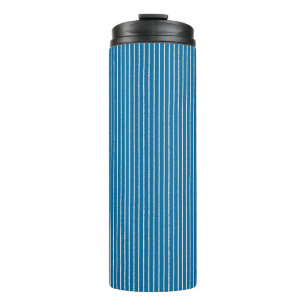 Blaue und weiße Streifen mit ungefärbten Linien Thermosbecher