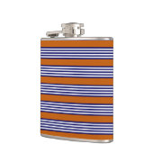 Blaue und weiße Streifen mit verbrannter Orange Flachmann (Links)