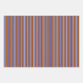 Blaue und weiße Streifen mit verbrannter Orange Geschenkpapier Set (Vorderseite 3)