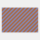 Blaue und weiße Streifen mit verbrannter Orange Geschenkpapier Set (Vorderseite 2)