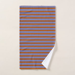 Blaue und weiße Streifen mit verbrannter Orange Handtuch