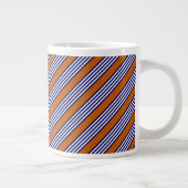 Blaue und weiße Streifen mit verbrannter Orange Jumbo-Tasse (Rechts)