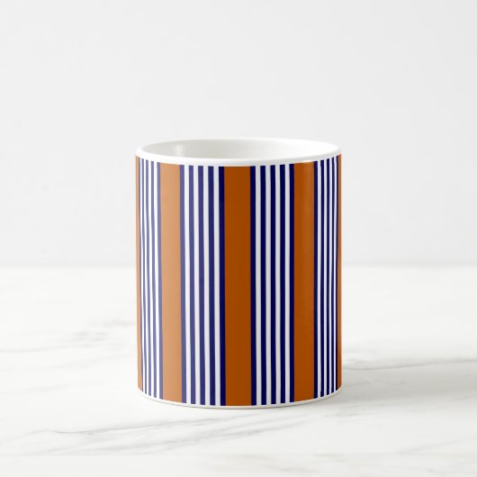 Blaue und weiße Streifen mit verbrannter Orange Kaffeetasse (Mittel)