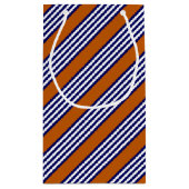 Blaue und weiße Streifen mit verbrannter Orange Kleine Geschenktüte (Rückseite)