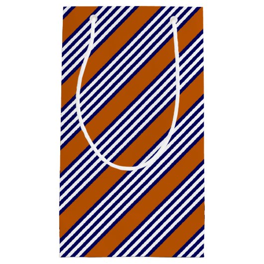Blaue und weiße Streifen mit verbrannter Orange Kleine Geschenktüte (Vorderseite)