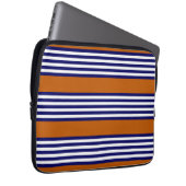 Blaue und weiße Streifen mit verbrannter Orange Laptopschutzhülle (Vorne Rechts)